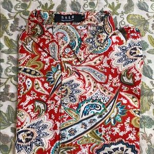 SSLR short short button paisley button down shirt